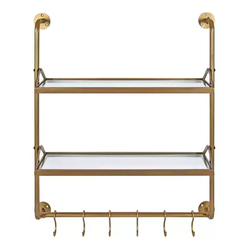 26" x 31" Marit Metal Wall Shelf Gold - Kate & Laurel All Things Decor
