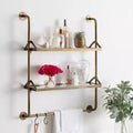 Mensola da parete in metallo oro 26" x 31" - Stile industriale moderno, 2 ripiani