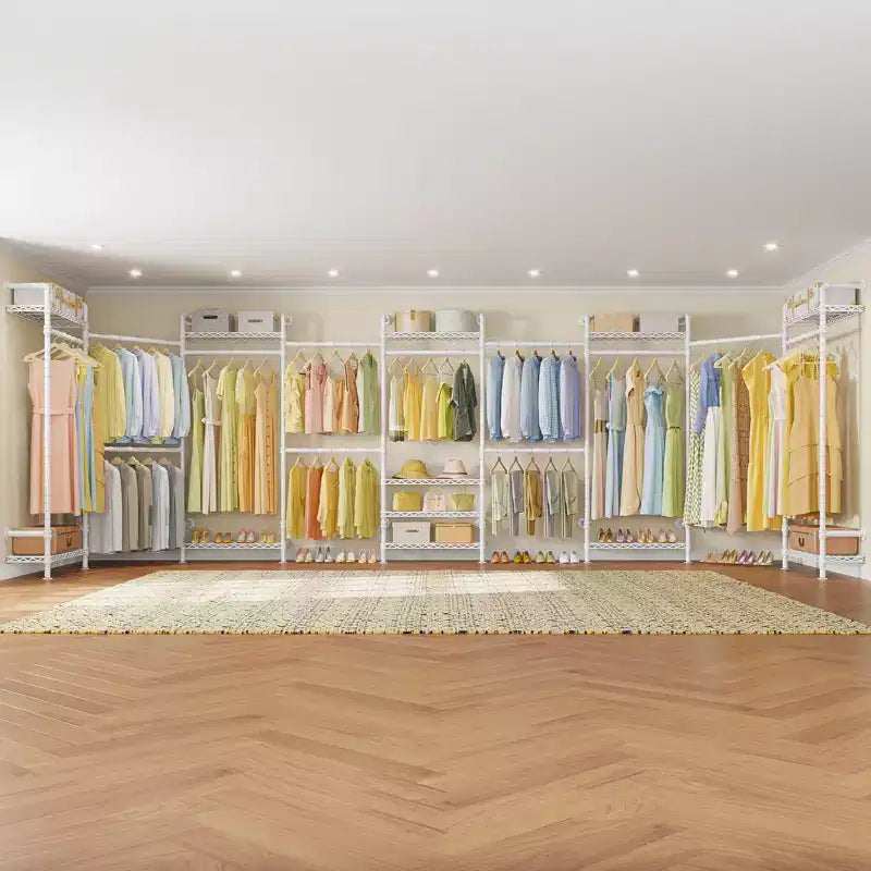 Timate U4 U Shape Garment Rack Heavy Duty Clothes Rack, Expandable Clothing Rack Wall Mounted Closet Extra Large Walk in Closet System