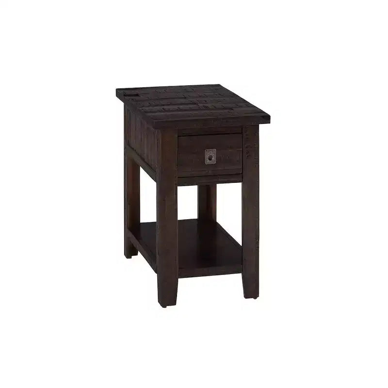Jofran,Kona Grove Distressed Rustic Solid Acacia Chairside End Table with Shelf