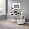 Scrivania da 40" con cassetto e ripiano in rovere bianco - Robusta struttura in acciaio, superficie in MDF