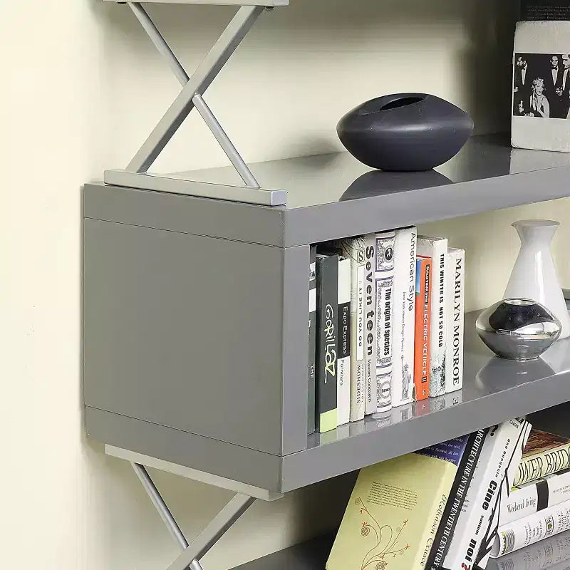 54.38" Duvall 5-Tier Open Bookcase Gray - miBasics