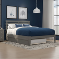 Letto matrimoniale Queen con caricatore USB Turbo ed estraibile XL grigio - Legno massello, nessuna rete a molle richiesta, design Mid-Century