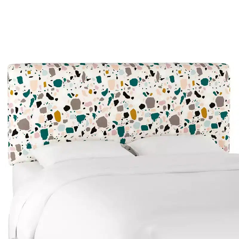 Skyline Furniture Olivia Upholstered Headboard Terrazzo Emerald Ochre