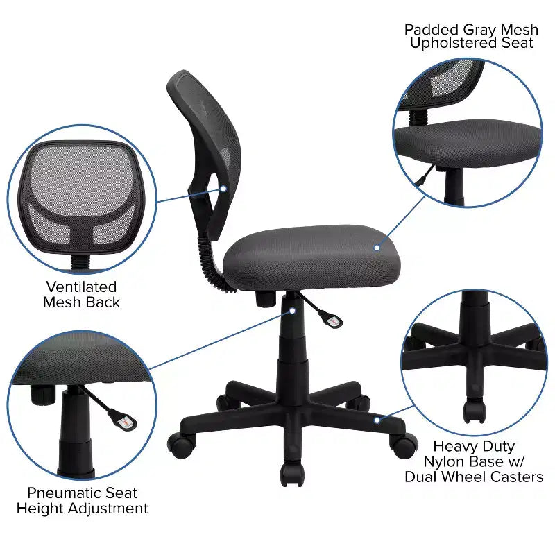 Emma and Oliver Mid-Back Mesh Swivel Task Office Chair with Curved Square Back
