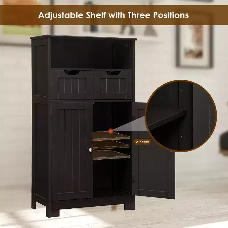 Costway Bathroom Floor Cabinet Wooden Storage Organizer w/Drawer Doors