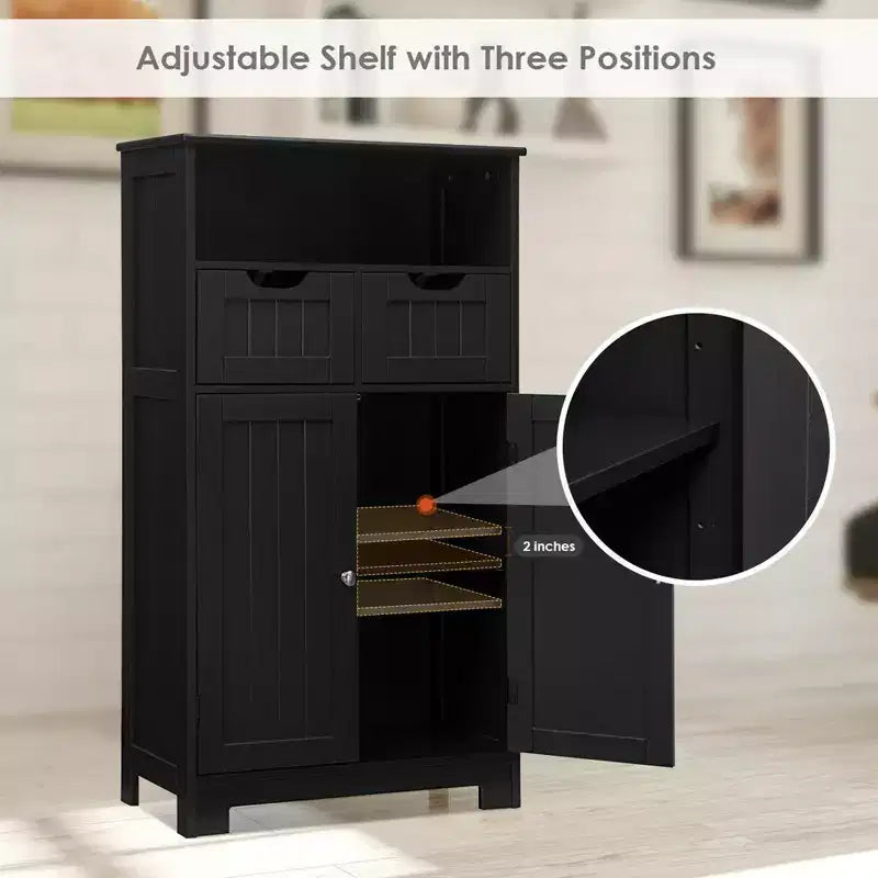 Costway Bathroom Floor Cabinet Wooden Storage Organizer w/Drawer Doors