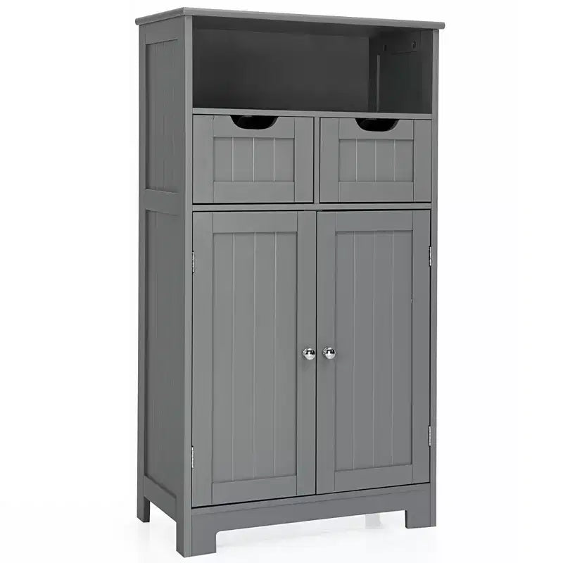 Costway Bathroom Floor Cabinet Wooden Storage Organizer w/Drawer Doors